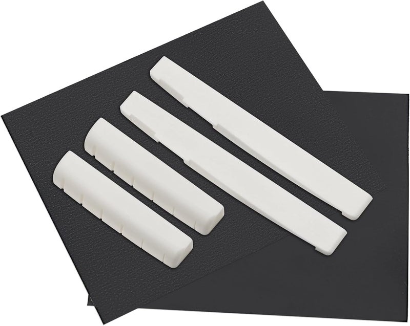 MAXCHEER 6 String Acoustic Guitar Bone Bridge Saddle and Nut Made of Real Bone with 2pcs Sandpaper(2 set Acousitc Bone Saddle and Nut) - Image 1